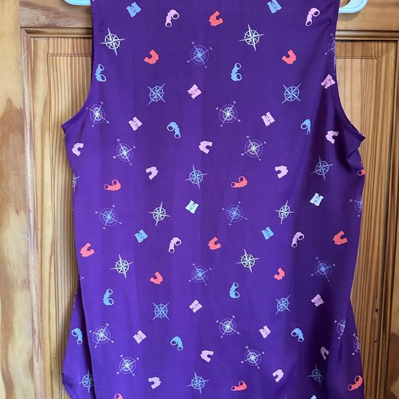 Modcloth Purple Creative Contribution Sleeveless Tank in Travel Print, Size L - Picture 2 of 3